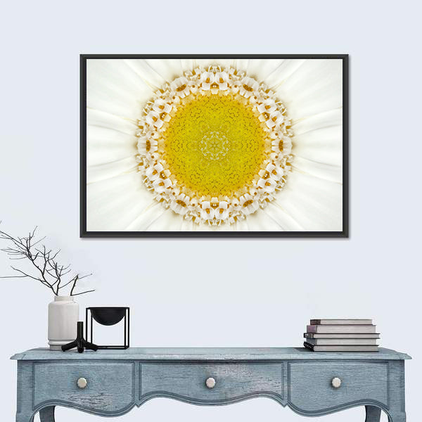White Concentric Flower Canvas Wall Art