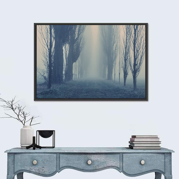 Autumn Fog in the Old Forest Canvas Wall Art