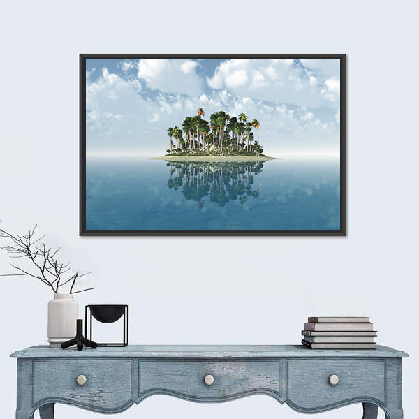 Tropical Island with Mirror Reflection Canvas Wall Art