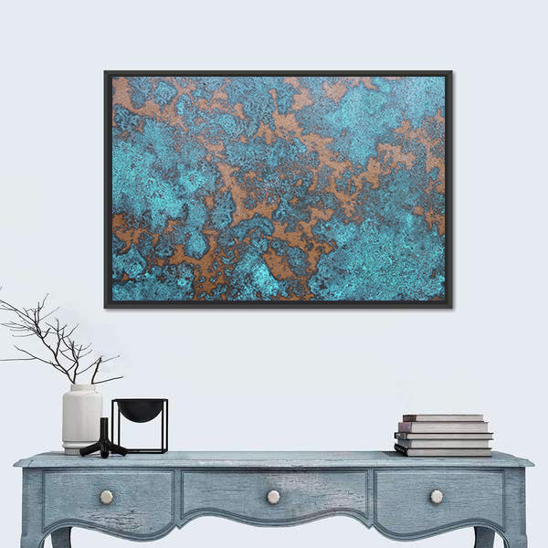 Aqua Rust Abstract Canvas Wall Art