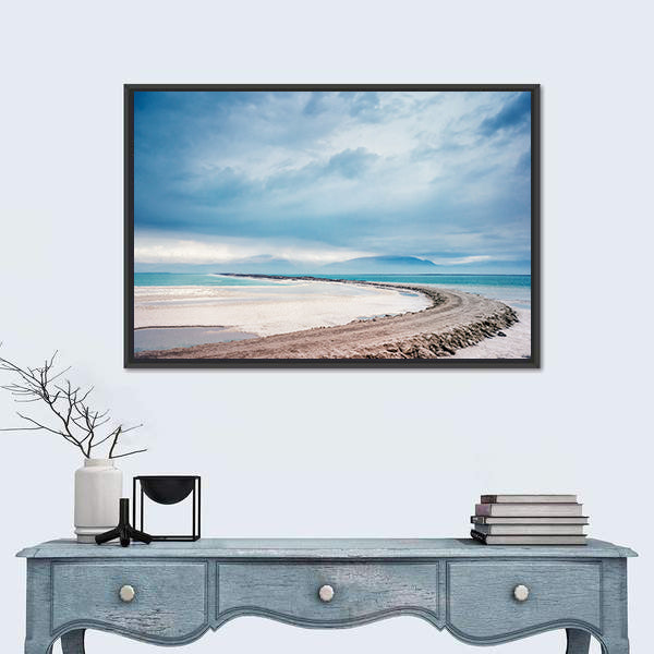 Dead Sea Coastline with Jordan Mountains Canvas Wall Art