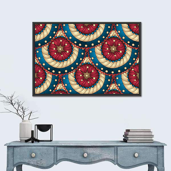 Blue and Gold Mandala Medallions Canvas Wall Art