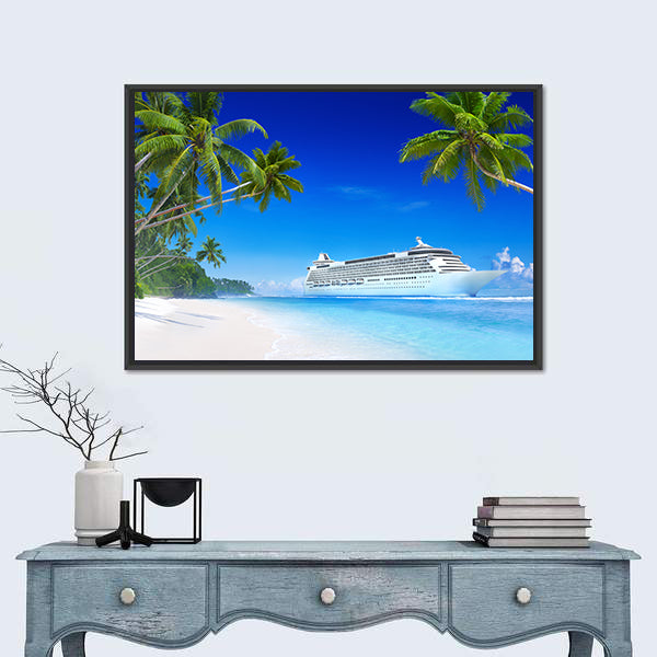 Cruise Ship in Tropical Waters Canvas Wall Art