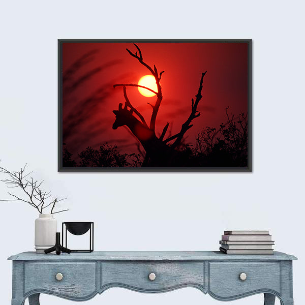 An African Sunset In Mikumi Forest Tanzania Canvas Wall Art
