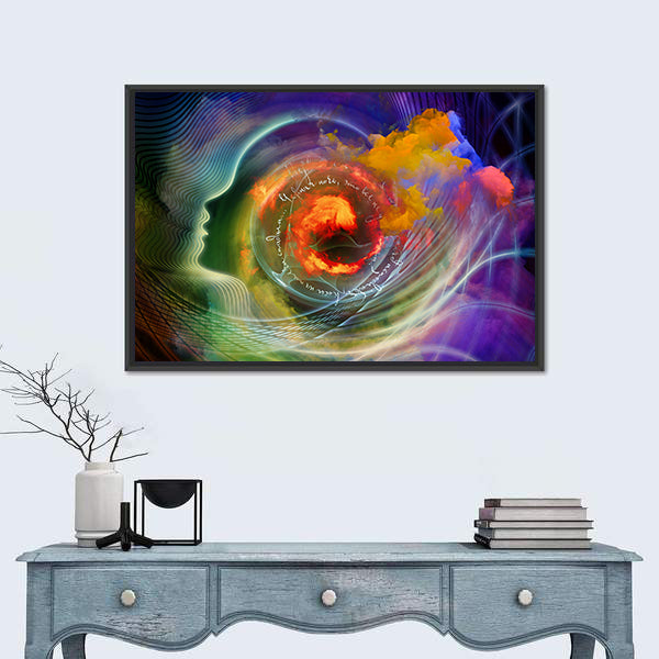 Silhouetted Profile with Fractal Vortex Canvas Wall Art