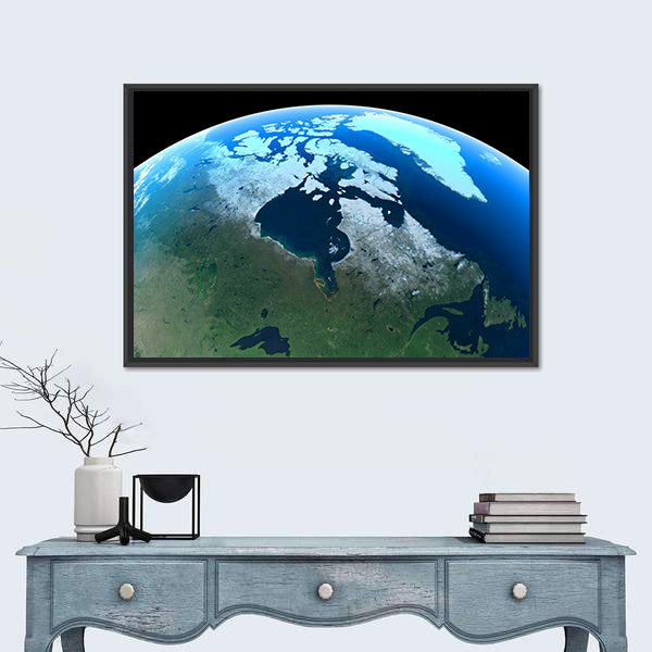 Canada &amp; Greenland From Space Canvas Wall Art