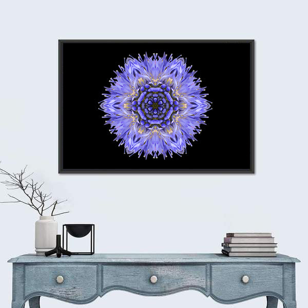 Blue Mandala Cornflower Canvas Wall Art