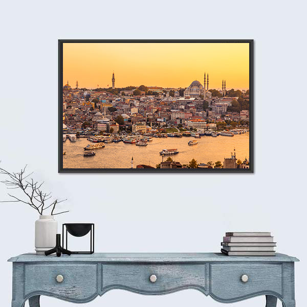 View On Golden Horn Bay From Galata Tower Canvas Wall Art