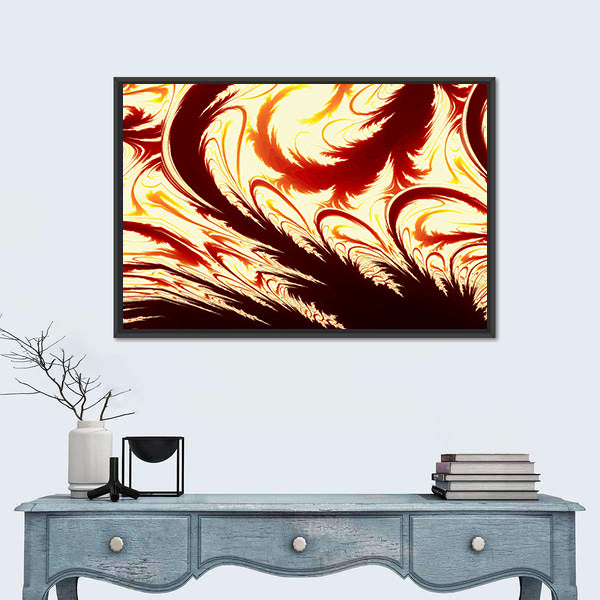 Fractal Flame Feather Illustration Canvas Wall Art