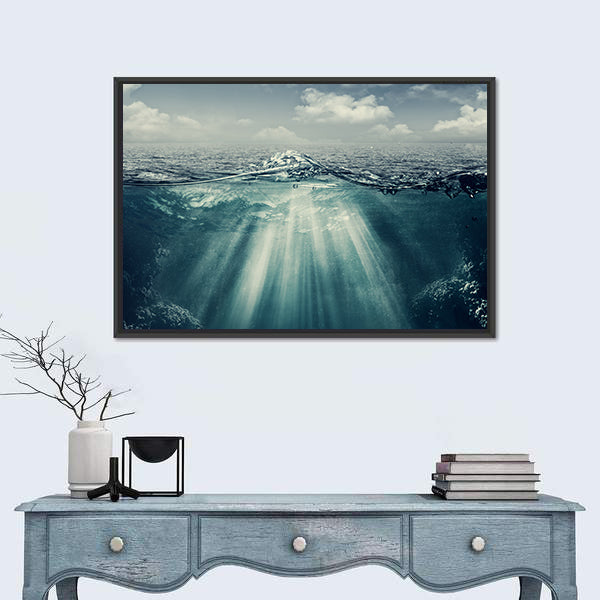 Split Perspective Underwater Ocean Landscape Canvas Wall Art