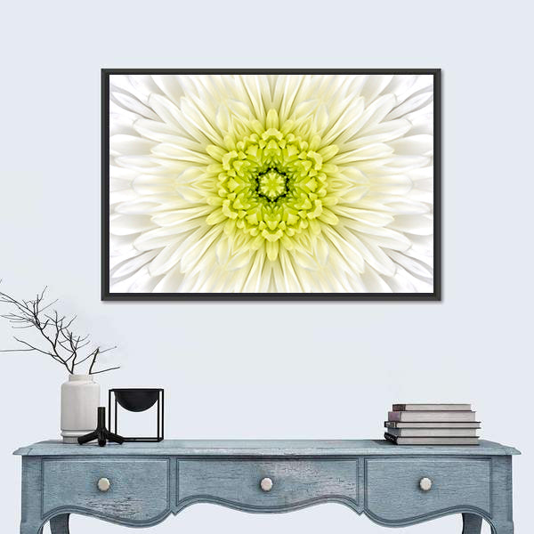 White Mandala Concentric Flower Canvas Wall Art