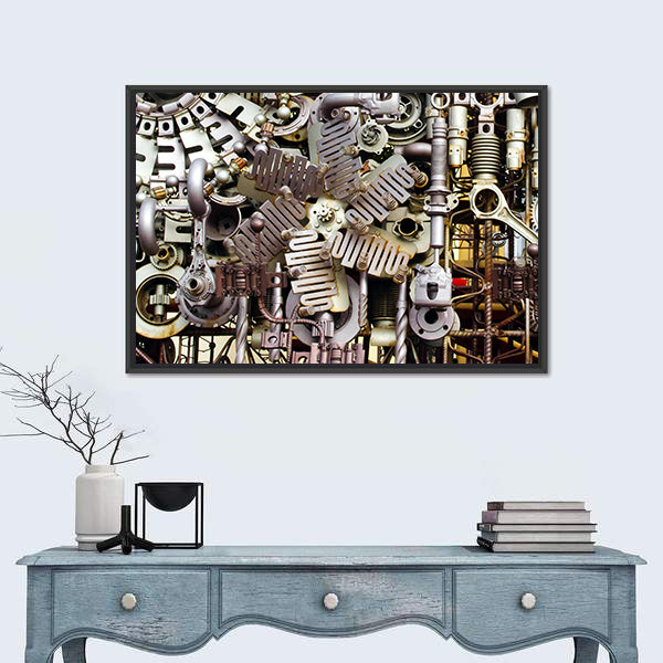 Assembled Metal Machine Parts Canvas Wall Art