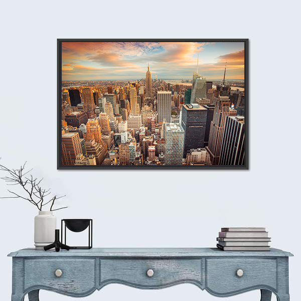 New York City At Sunset Canvas Wall Art