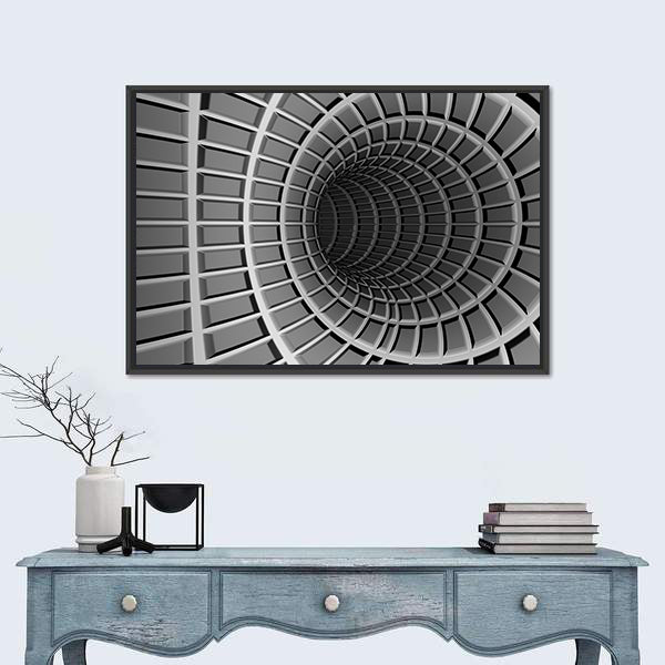 Dark Metal Tunnel Abstract Canvas Wall Art