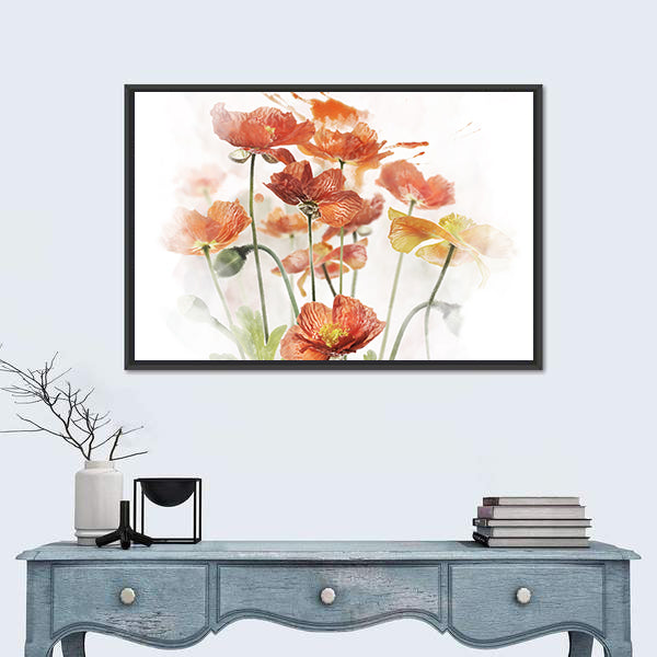 Red Poppy Flowers Canvas Wall Art
