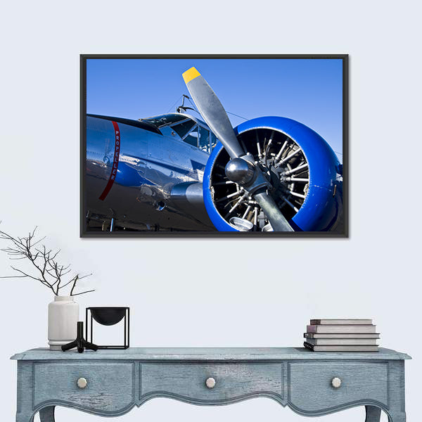 Close Up Of Vintage Military Airplane Canvas Wall Art