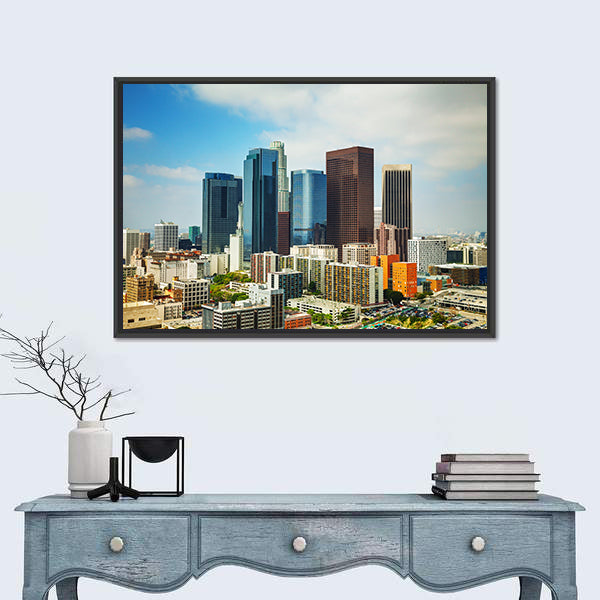 Los Angeles Cityscape On A Sunny Day Canvas Wall Art