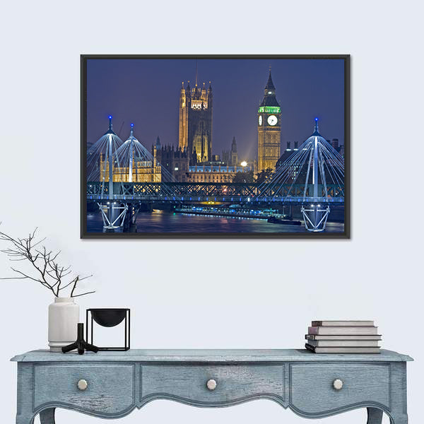 Big Ben at Night, London Skyline Canvas Wall Art