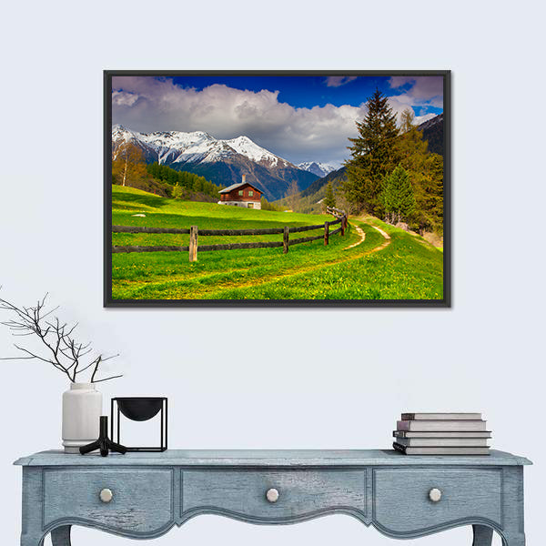 Spring Landscape In Swiss Alps Canvas Wall Art