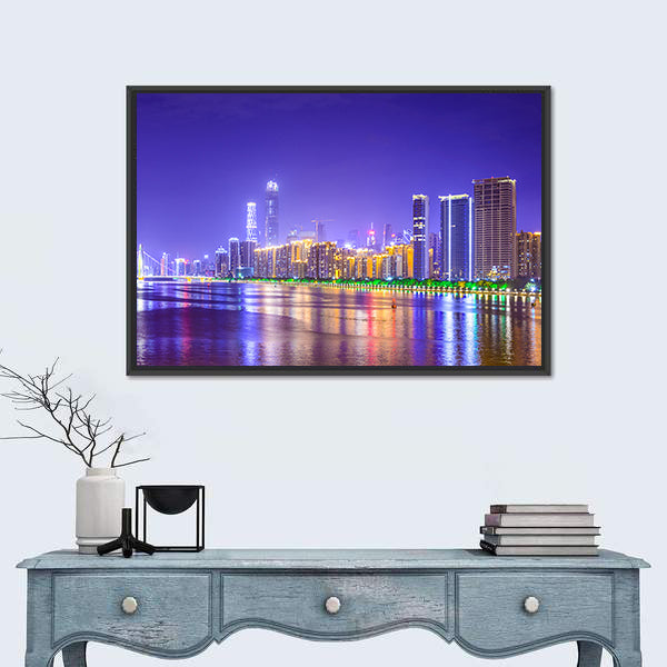 Guangzhou Skyline Over Pearl River Canvas Wall Art
