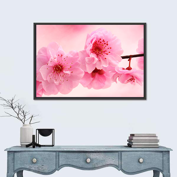 Pink Flowers In Spring Canvas Wall Art