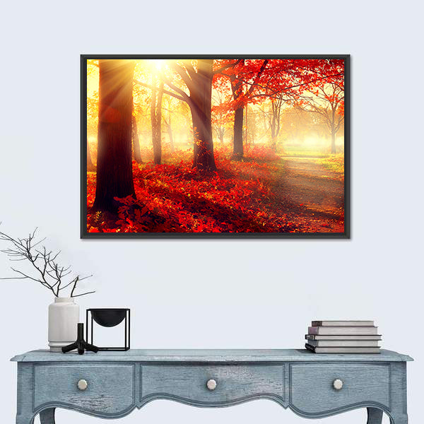 Autumn Park in Morning Sun Canvas Wall Art