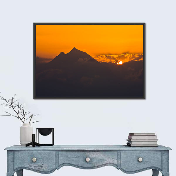 Sunrise At Holy Mountain Athos In Chalkidiki Greece Canvas Wall Art