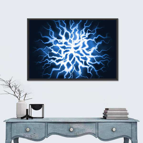 Blue Thunder Energy Burst Canvas Wall Art