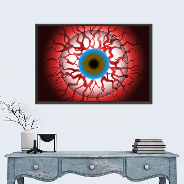 Spooky Bloodshot Eyeball With Veins Canvas Wall Art