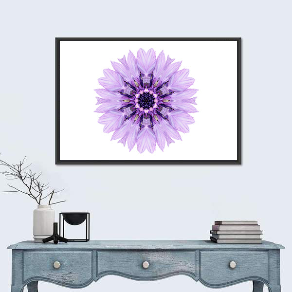 Purple Cornflower Mandala Canvas Wall Art