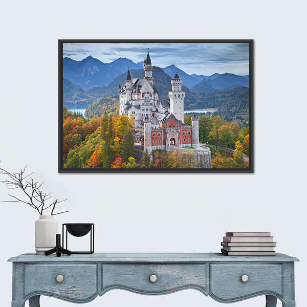 Neuschwanstein Castle with Turquoise Lake Canvas Wall Art