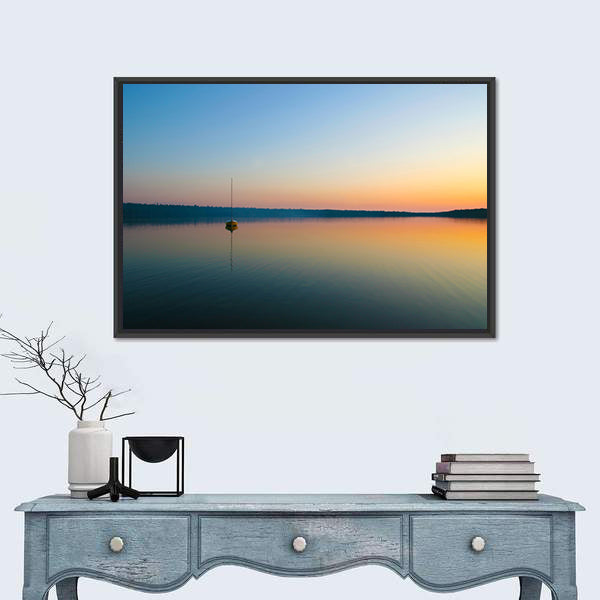 Yellow Sailboat at Sunset Canvas Wall Art