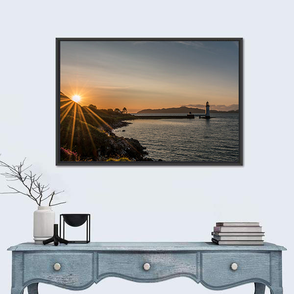 Sunset At Tobermory Lighthouse Scotland Canvas Wall Art