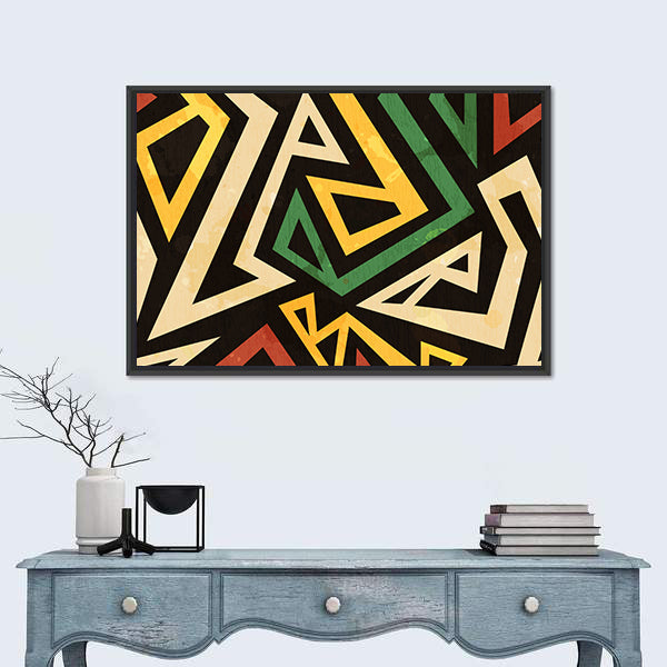 African Geometric Seamless Pattern Canvas Wall Art