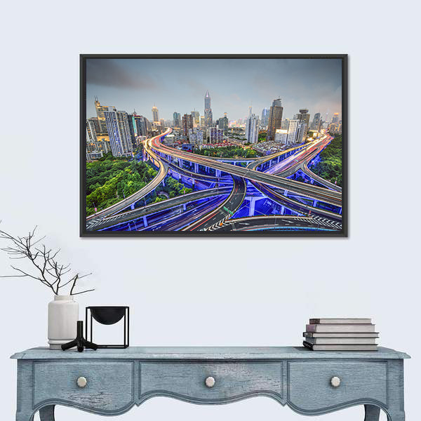 Shanghai Highway Junctions Canvas Wall Art