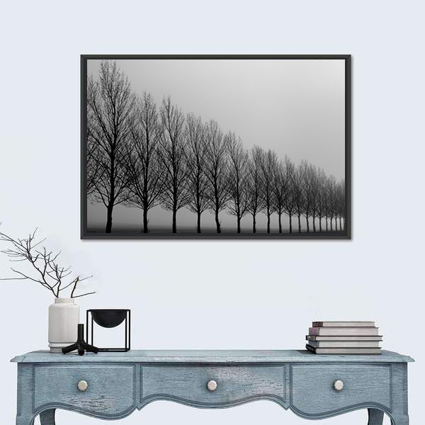 Autumn Trees in Mist Canvas Wall Art