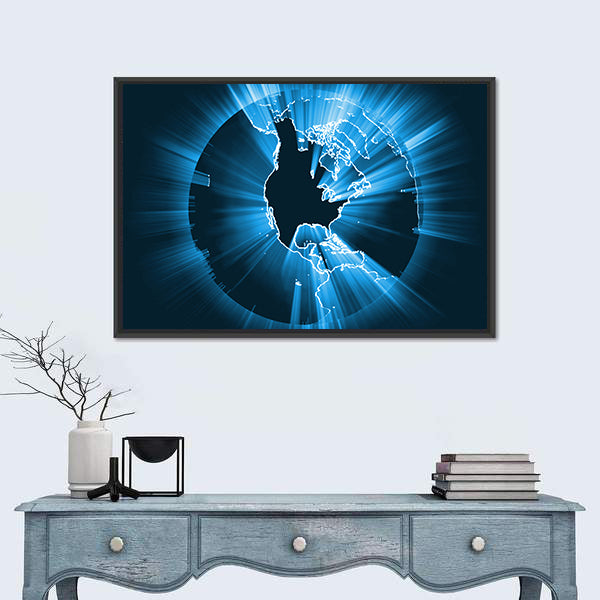 Glowing Coastline Starburst Light Flare Canvas Wall Art