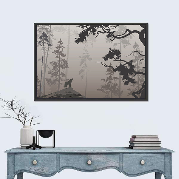 Wolf In The Forest Canvas Wall Art