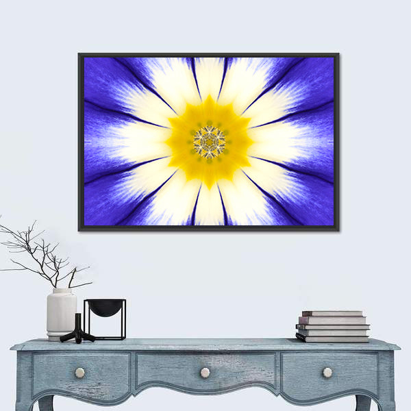 Kaleidoscope Blue Mandala Flower Canvas Wall Art
