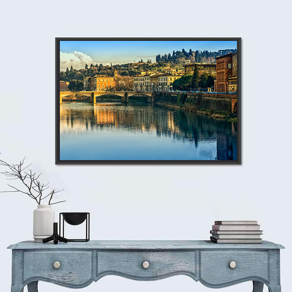 Arno River Reflection in Firenze Canvas Wall Art