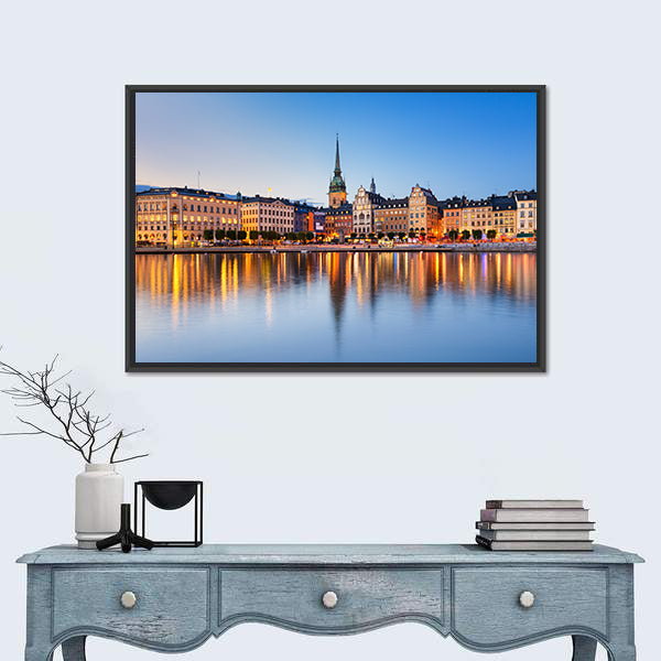 Gamla Stan In Stockholm At Evening Canvas Wall Art