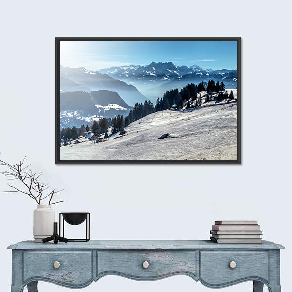 Winter Mountain Ski Slope Canvas Wall Art