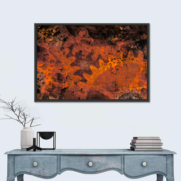 Rusted Gears and Cogs Canvas Wall Art