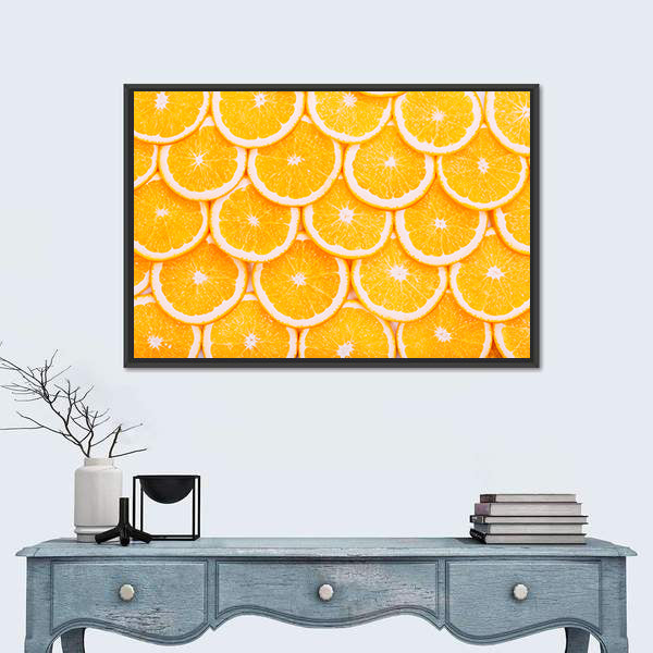 Fresh Orange Slices Pattern Canvas Wall Art