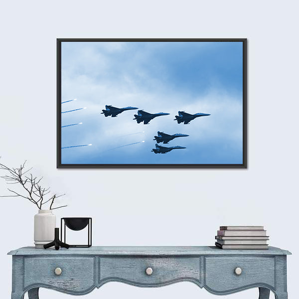 Modern Squadron Of Military Planes Canvas Wall Art