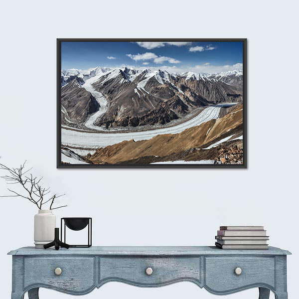 Scenic Fedchenko Glacier In Tajikistan Canvas Wall Art