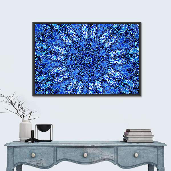 Blue Mandala Fractal Canvas Wall Art