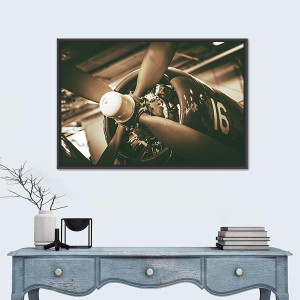 Vintage Military Aircraft Propeller Closeup Canvas Wall Art