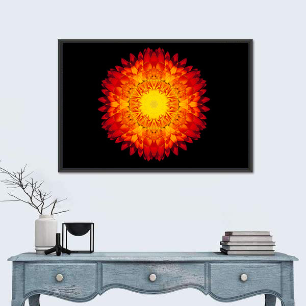 Red Flower Mandala Canvas Wall Art