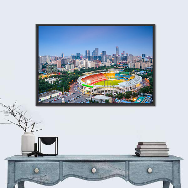 Stadium In Beijing Cityscape Canvas Wall Art
